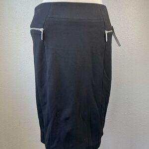 NWT MICHAEL Michael Kors Black Midi Skirt Size 8